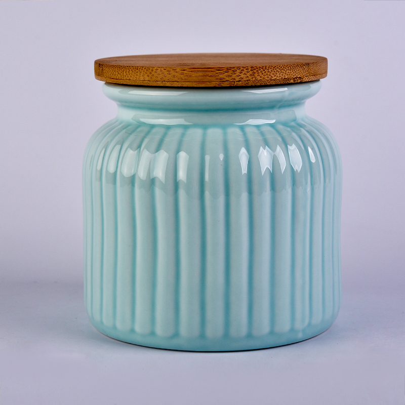 带木盖粉色南瓜形状陶瓷蜡烛罐