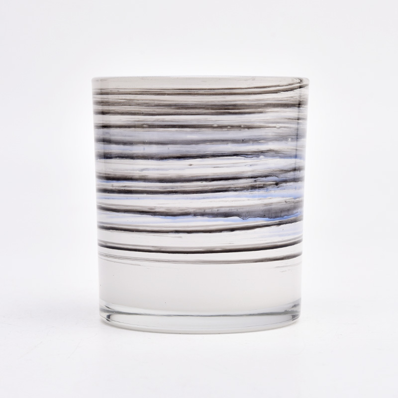 热门玻璃蜡烛罐用于家居装饰8盎司独特的设计玻璃罐零售商