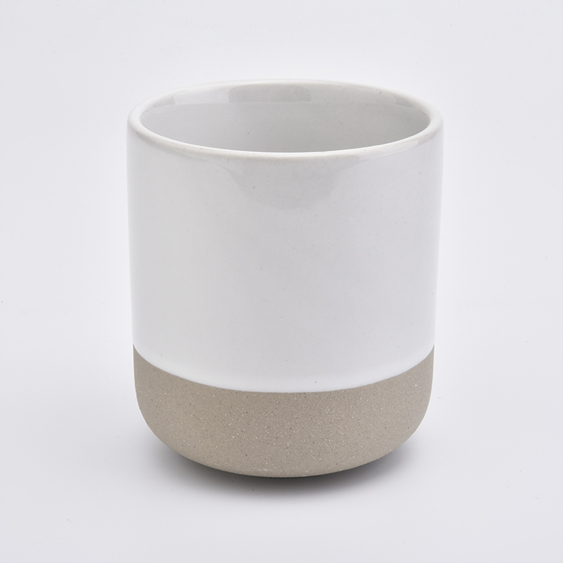 popolare barattolo di candela in ceramica bianca di forma rotonda