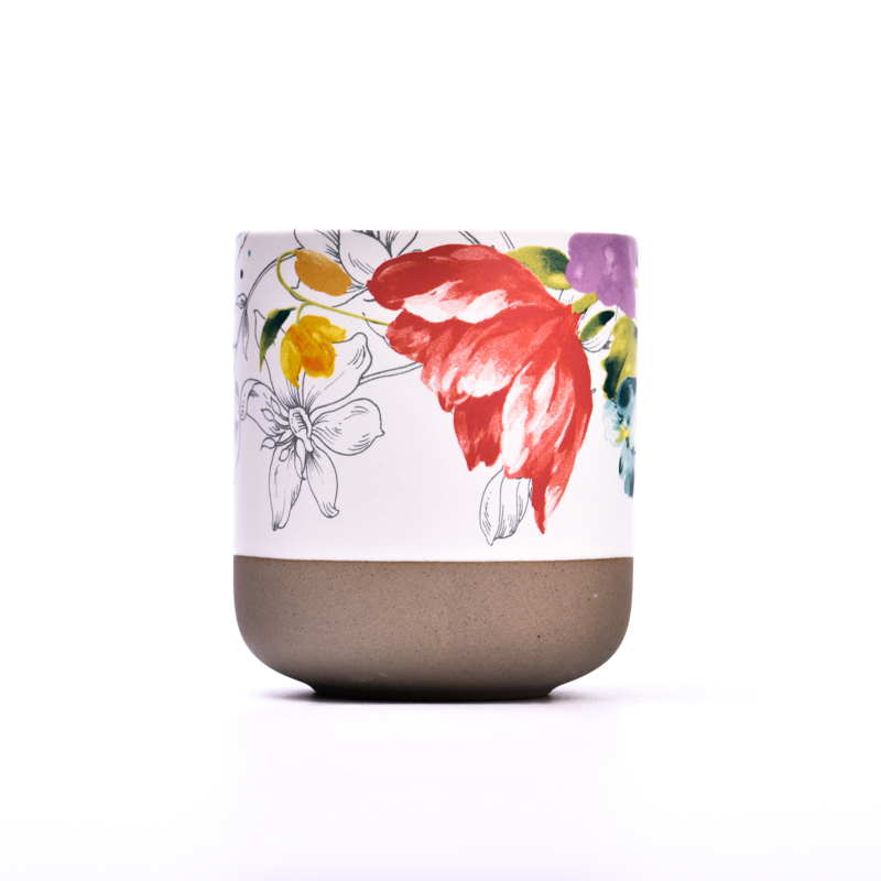 printing logo ceramic candle jar with round bottom