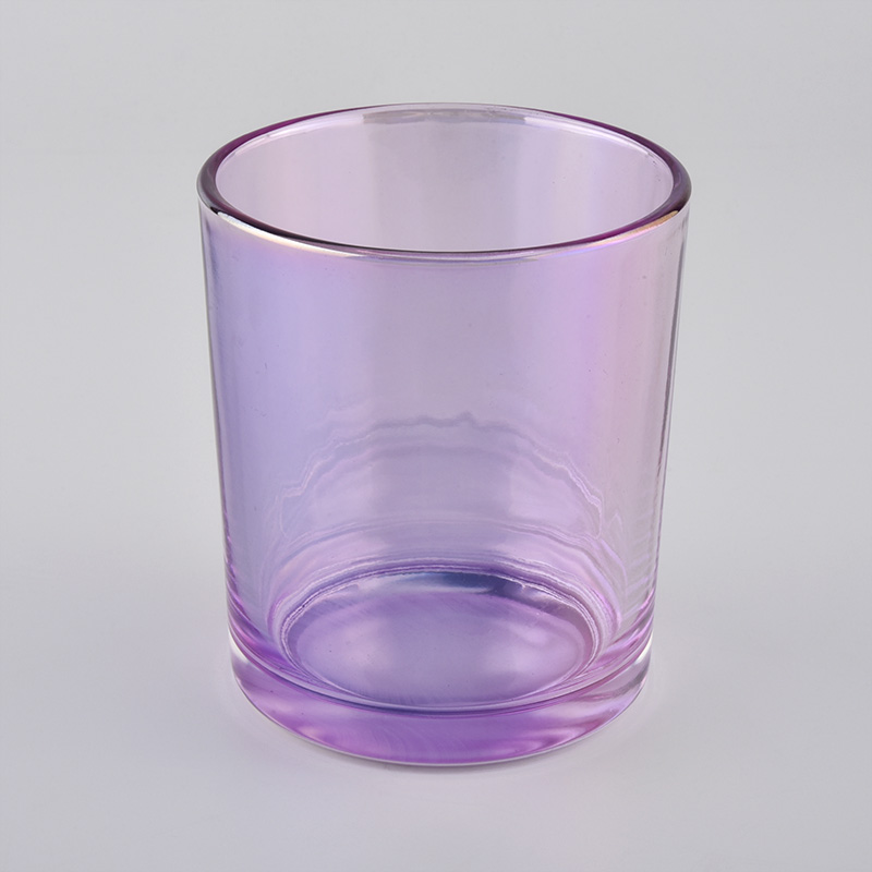tarros de velas decorativos holográficos de vidrio púrpura para 10oz de relleno de cera