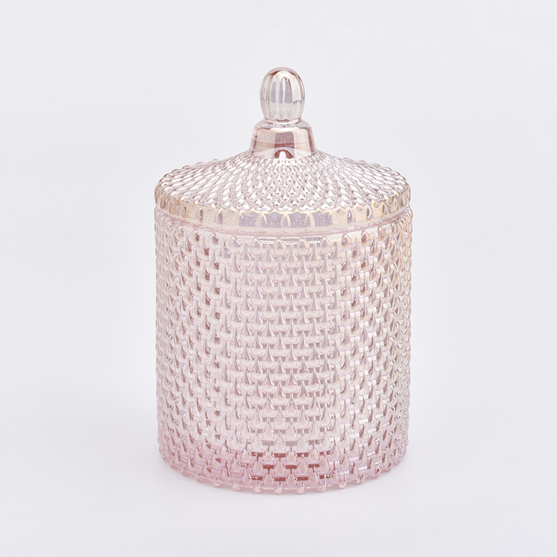 raindrop luxury pink glass jar with lid