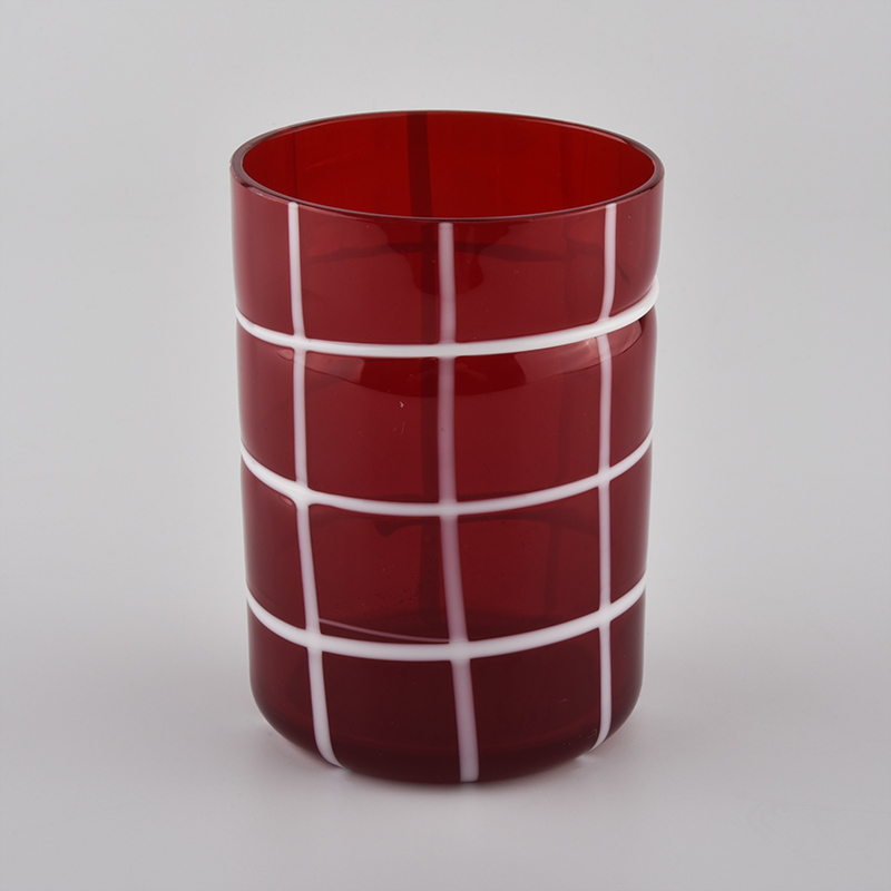 tarros de vela de vidrio hechos a mano de color rojo