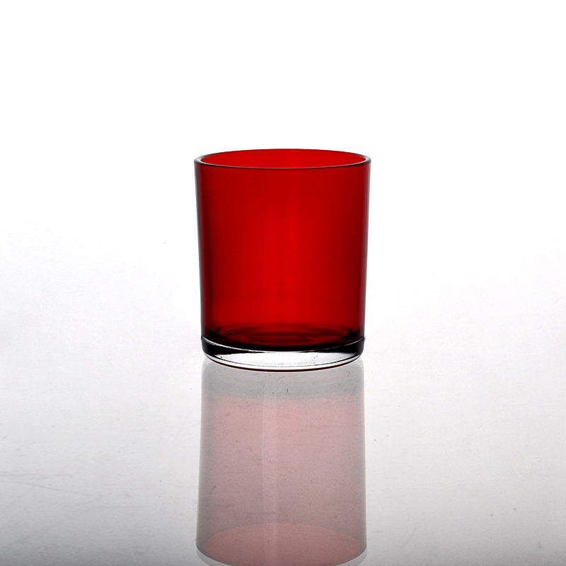 red glass candle holders
