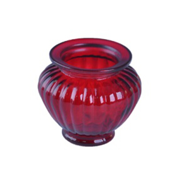 red glass candle jar