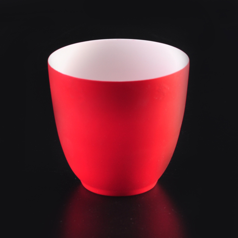 red matt glazing outside white inside ceramic porcelain tea light cup