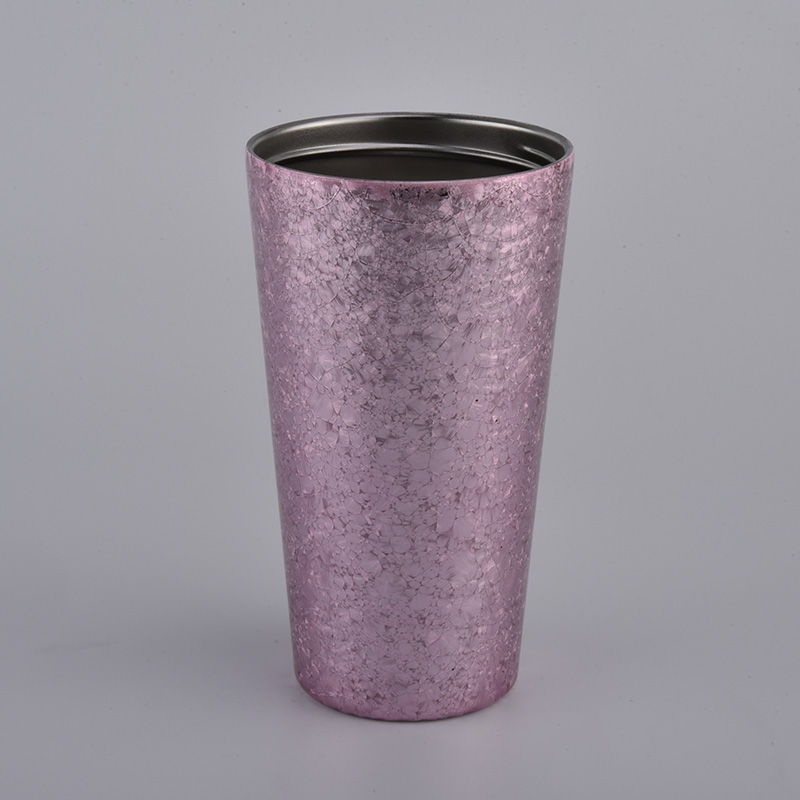 玫瑰色金属玻璃蜡烛罐