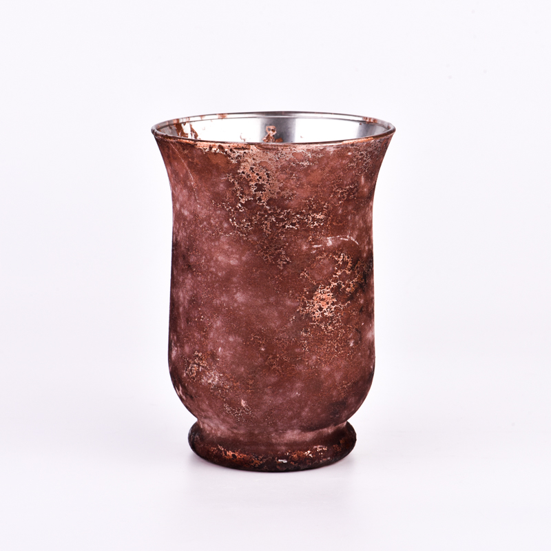 Rose Copper Patina Wykończenie szklanego wazonu szklana świeca
