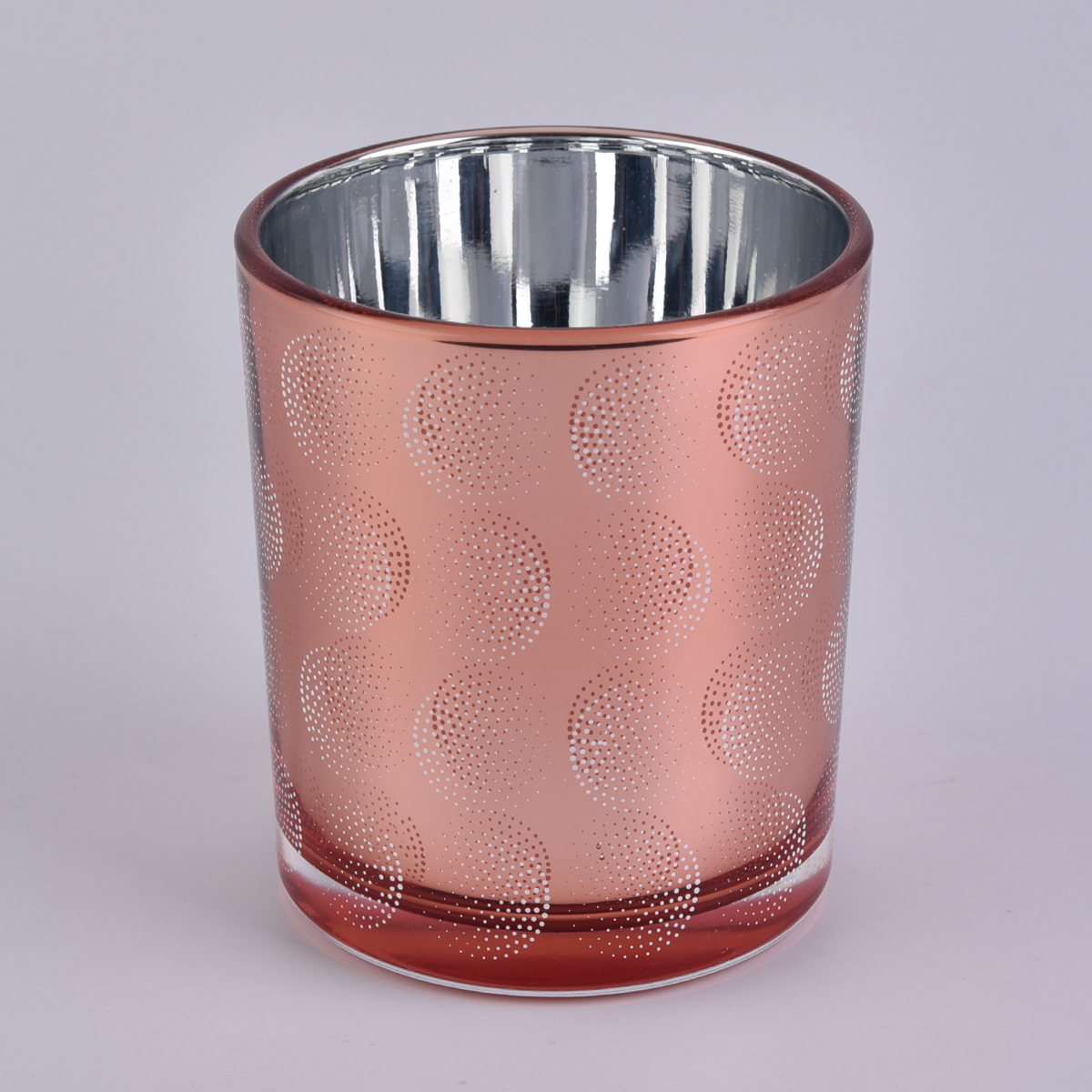 rose gold glass candle holder with prints
