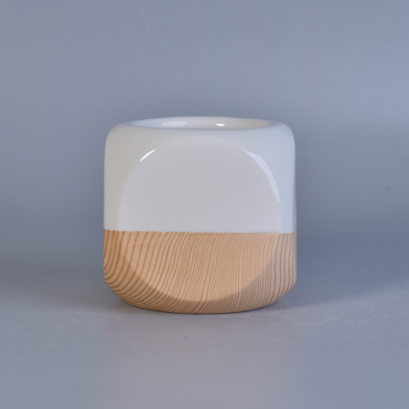 Pot rond en bougie en céramique avec corps carré