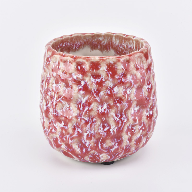 圆形嬗变釉红色陶瓷罐