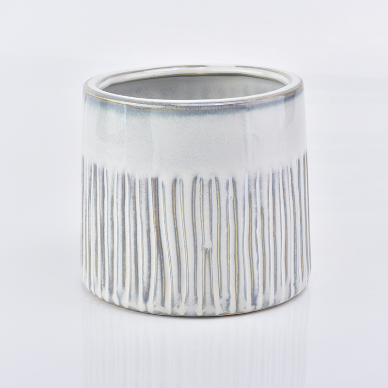contenitore per candela in ceramica smaltata lucida argento
