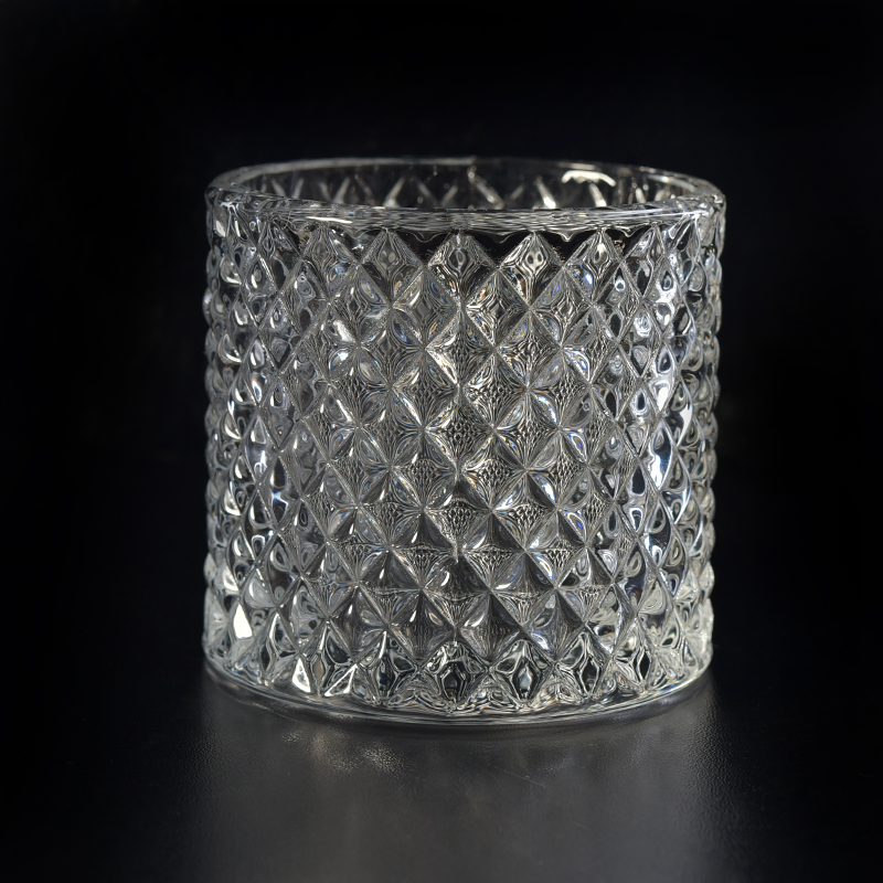 barattolo di candela in vetro diamantato di piccole dimensioni