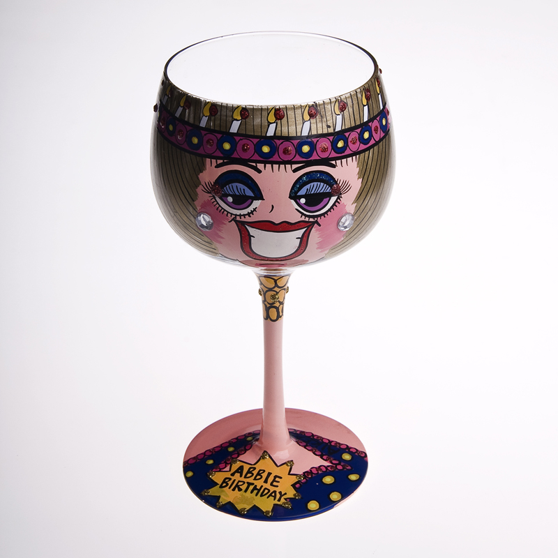 smile face painted margarita glass