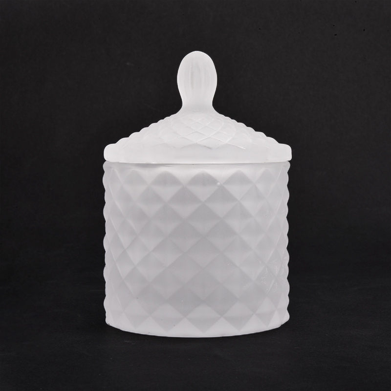 jarra de vela de vidro elegante branco sólido com tampa