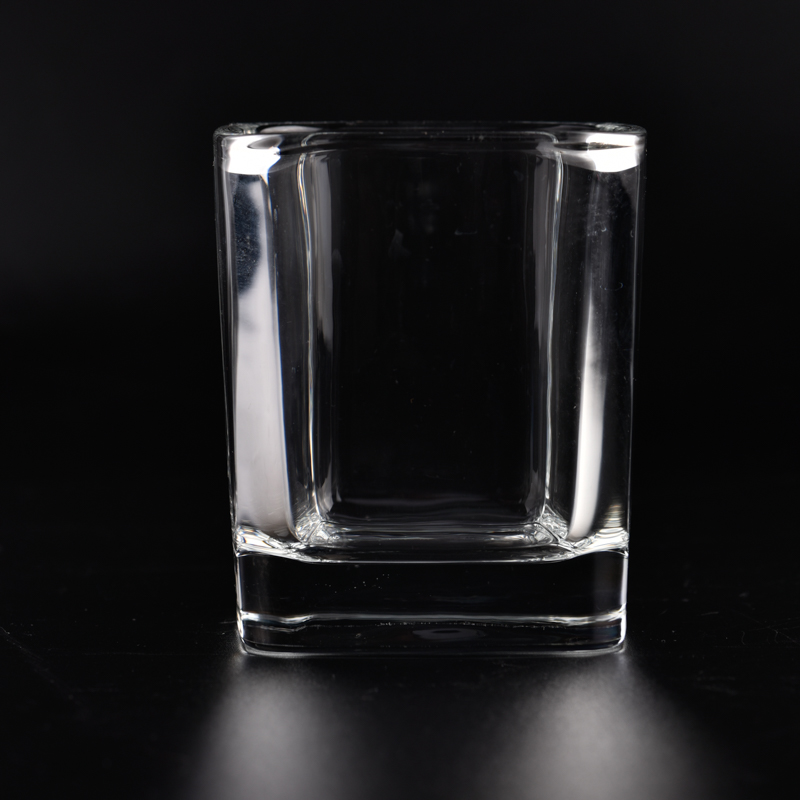 SQAURE 9盎司透明的玻璃蜡烛罐用于制作蜡烛