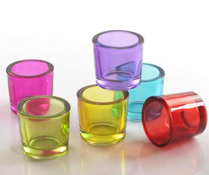 bougeoirs en verre coloré à paroi épaisse de 8 oz