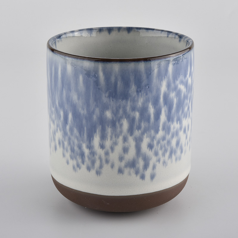 frasco de vela cerâmica de esmalte de transmutação com cor diferente