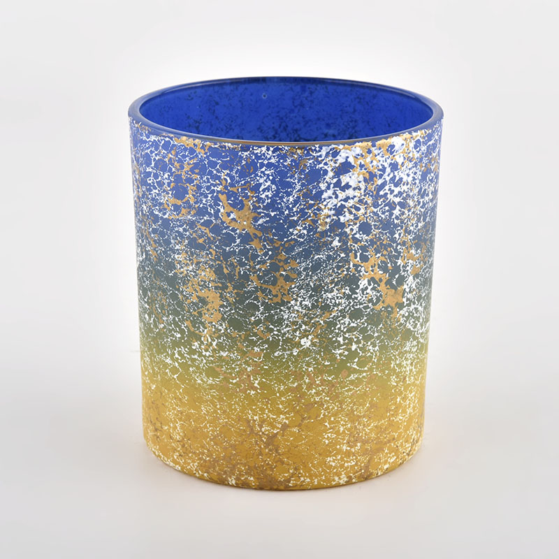 Jarra de vela de vidro colorida de gradação exclusiva com decoração de casa