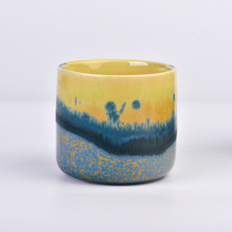 Contenedor de velas de cerámica de patrón único Proveedor de frascos de velas de cerámica