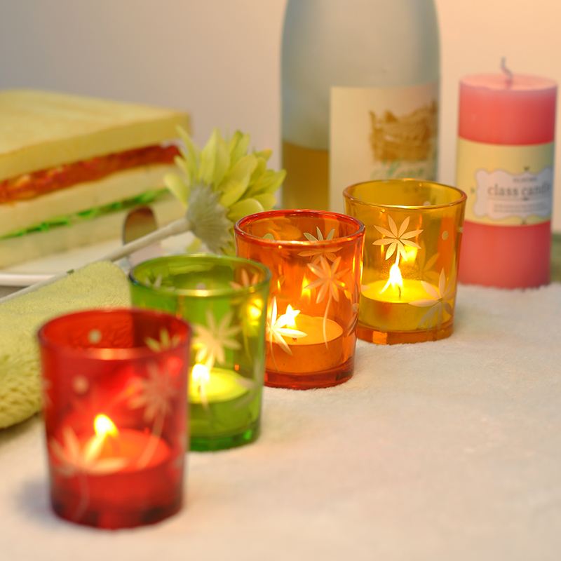 various colors glass candle holder