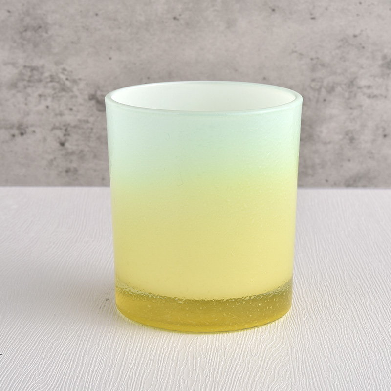votiva tondo giallo e blu vaso di candela di vetro per la produzione di
