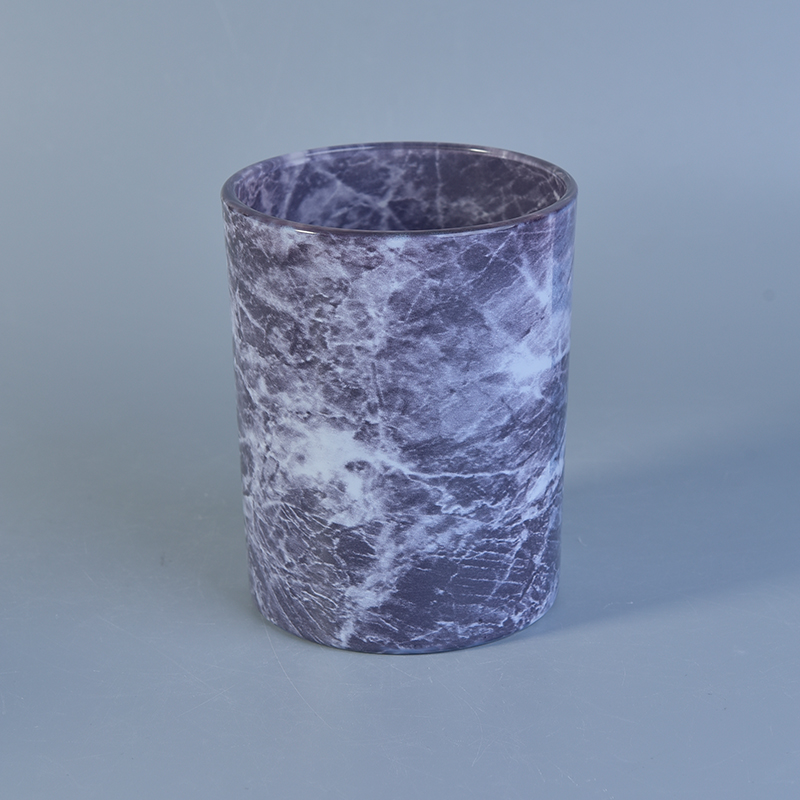 water painting marble effect glass candle holder