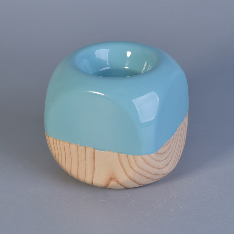 Casal decorativo de cerâmica em forma de cubo de tealight