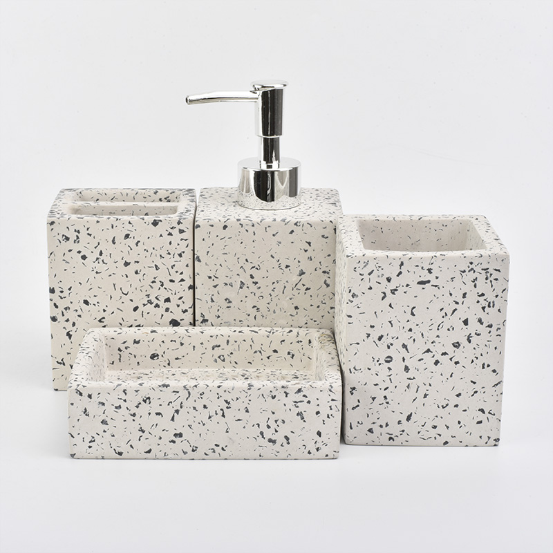 белые бетонные наборы для ванной с черными точками