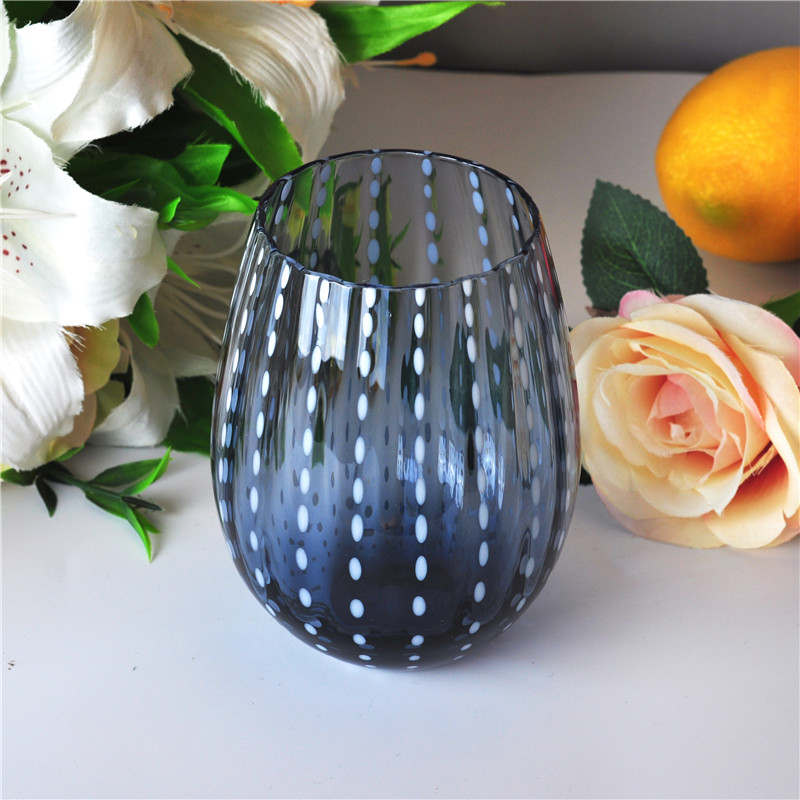 white dots glass candle jar