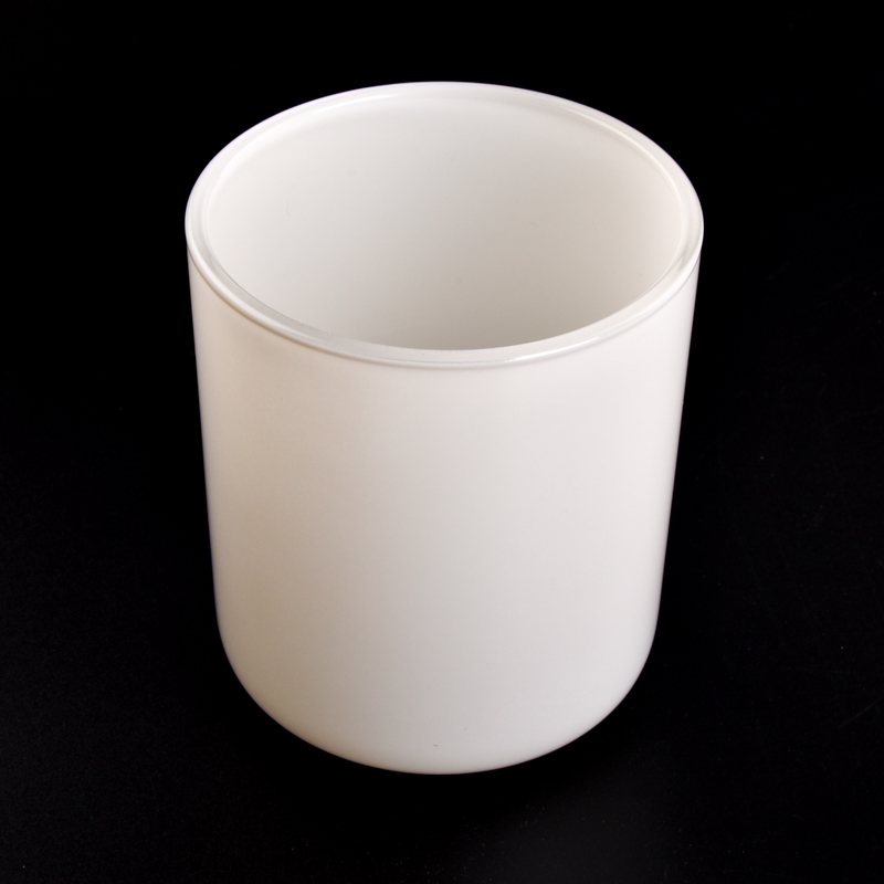 white glass candle vessel 14oz popular size round bottom