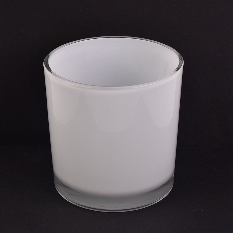 white medium glass candle holders