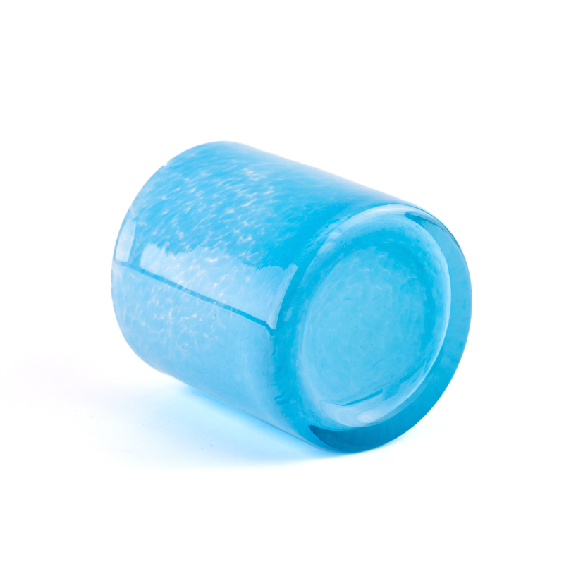 Jar de vela de vidrio de color azul al por mayor 200 ml para decoración del hogar