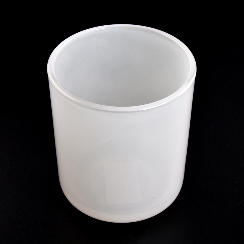 Jar de velas al por mayor vidrio blanco con vela de fondo redondo