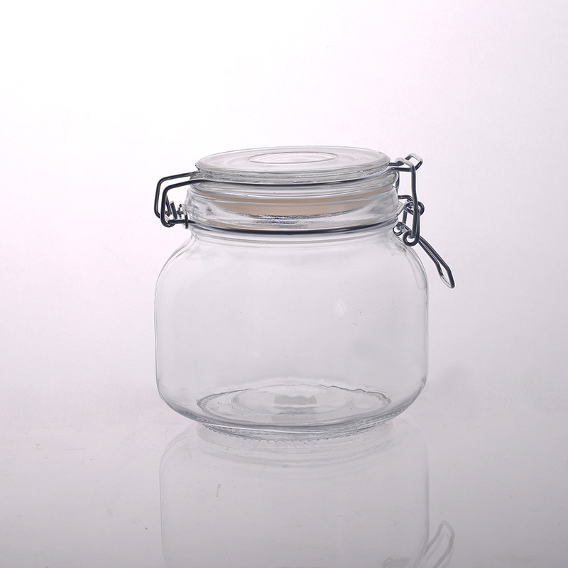 wholesale clear glass storage jar