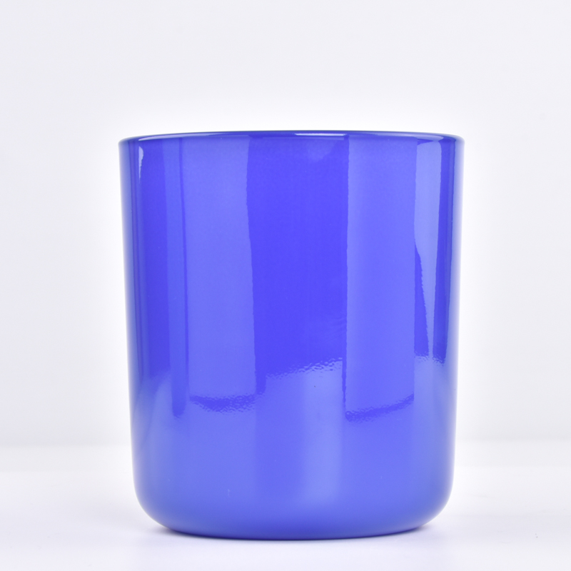 wholesale glass jar for candles blue color candle holder