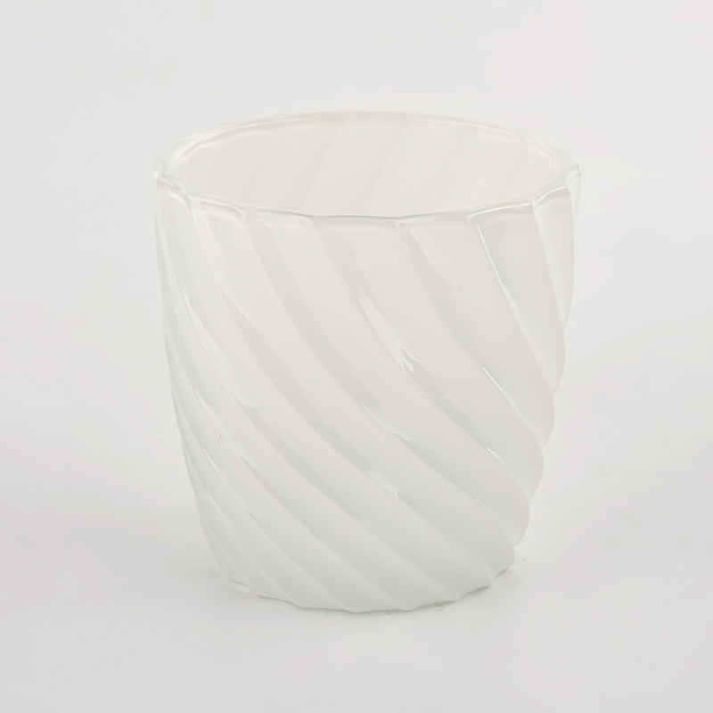 批发新设计2022家庭装饰的白色玻璃蜡烛罐