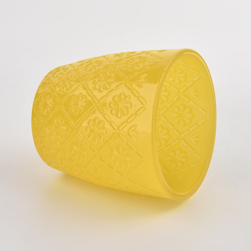 Recipiente de vela de vidrio amarillo Jarco de vela de vidrio de 6 oz con decoración del hogar
