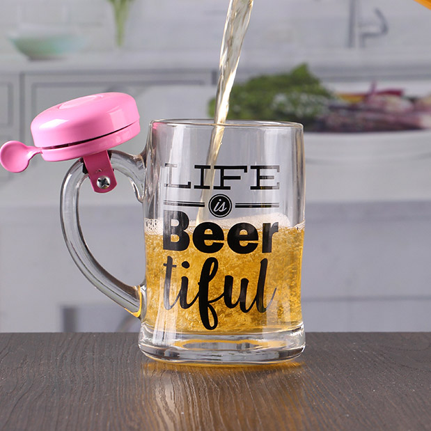 12 oz craft beer mug with bell customizable printing logo