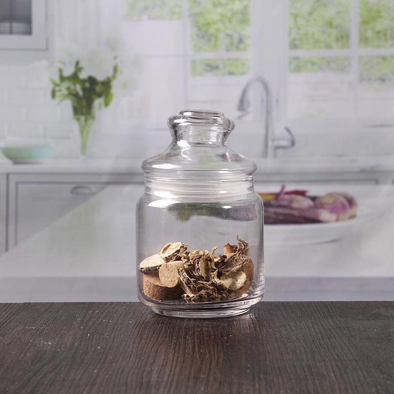 14 oz airtight jar clear glass canisters with lids