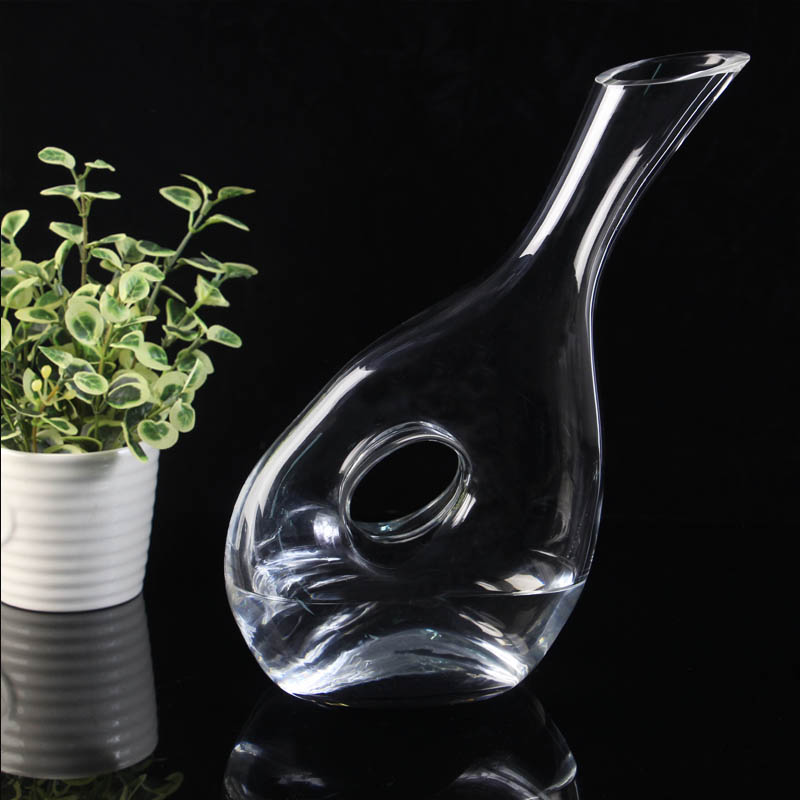 1500 ml oblique bottom lead free crystal glass decanter with hole