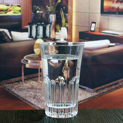 380 ml transparent thick bottom wide mouth striped drinking glasses