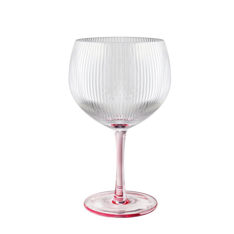 500ml luxury Vintage embossed retro ribbed colored stem gin tonic engraved wine glasses goblets cup