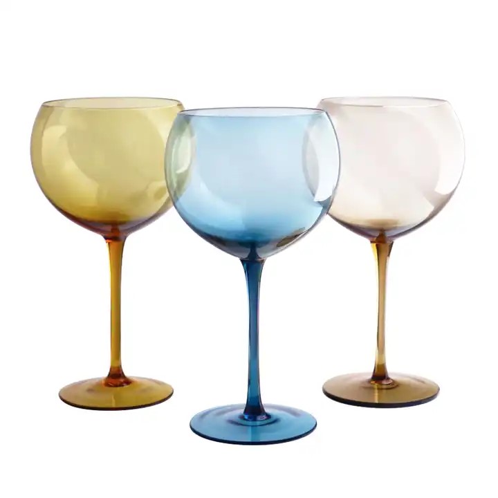 550ml colored tint cobalt blue amber crystal modern style balloon Gin Tonic wine glass
