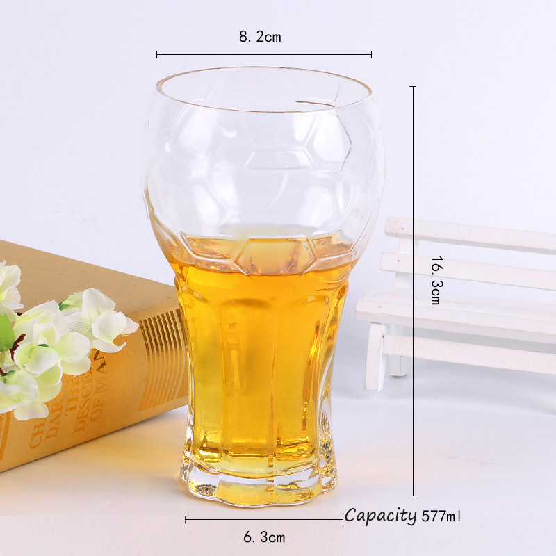 Bar popular glass beer mugs supplier football cup tall glass cups wholesale