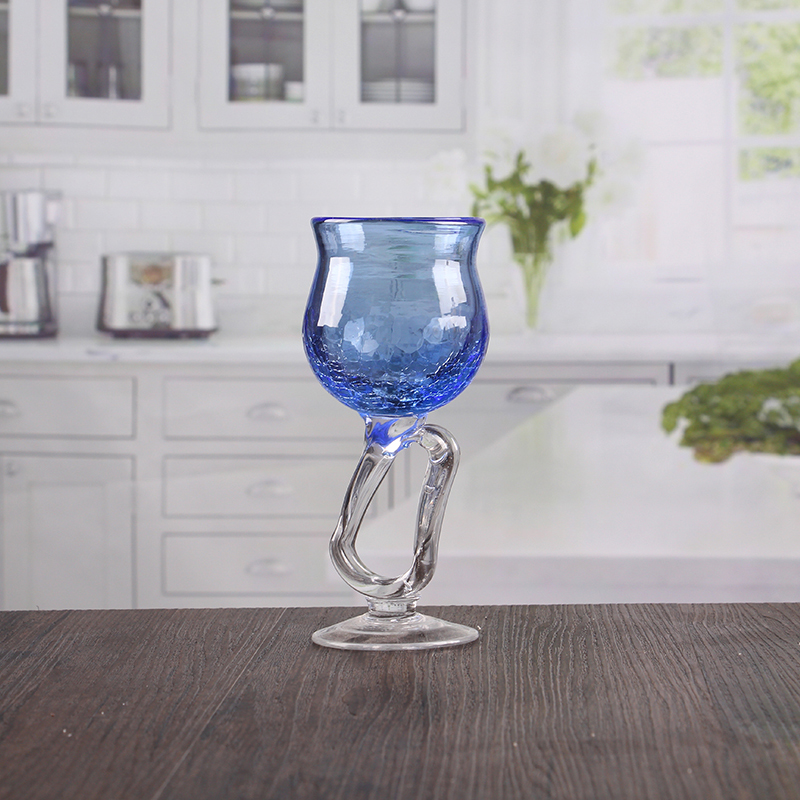 Beautiful blue crack wine glass candle holder wholesale
