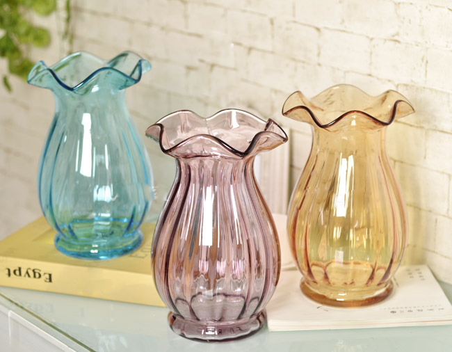 Blauwe vazen ​​te koop heldere vazen ​​kunst glazen vazen ​​groothandel