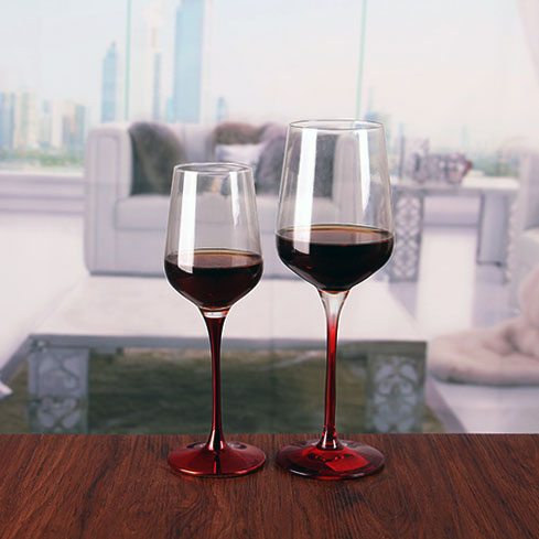 安いゴブレットクリスタルワイングラス赤い茎ワイングラス卸売