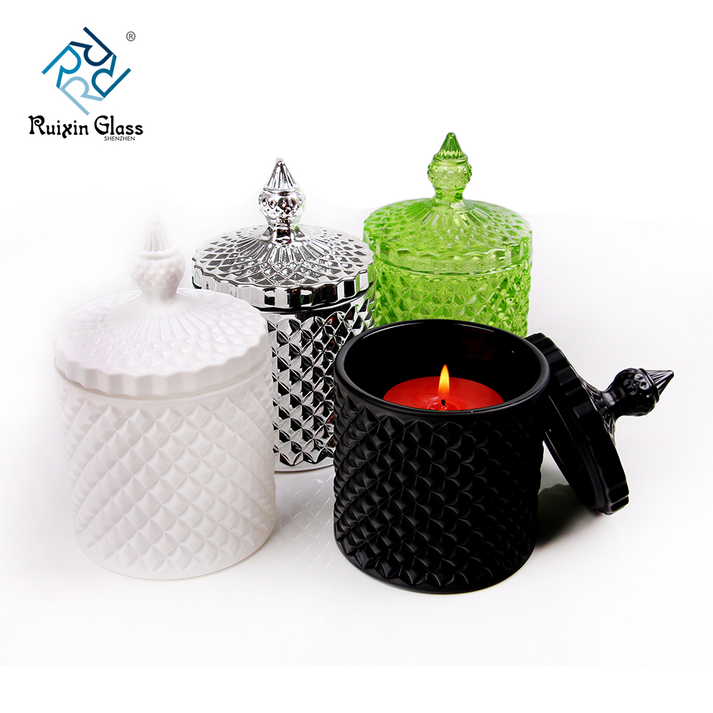China wholesale colored candle jar with lid and colored candle jar with lid supplier