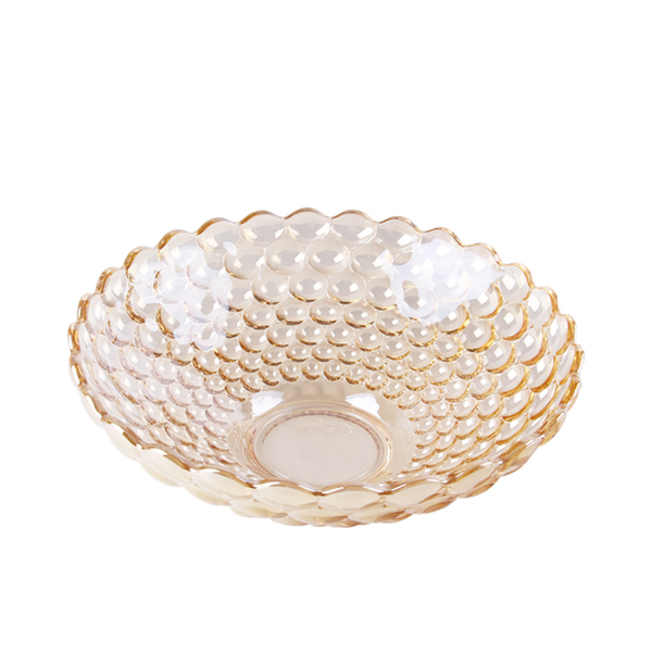 China glas fruit bowl leverancier decoratieve gouden kom fabrikant